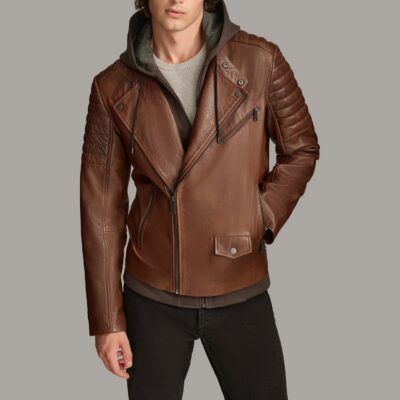 Moto Jacket for Men with Zip-Off Hood
