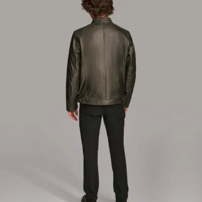 Classic Men’s Leather Racer Jacket back