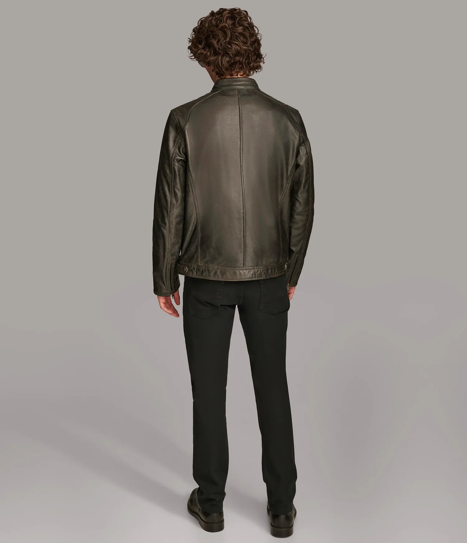 Classic Men’s Leather Racer Jacket back