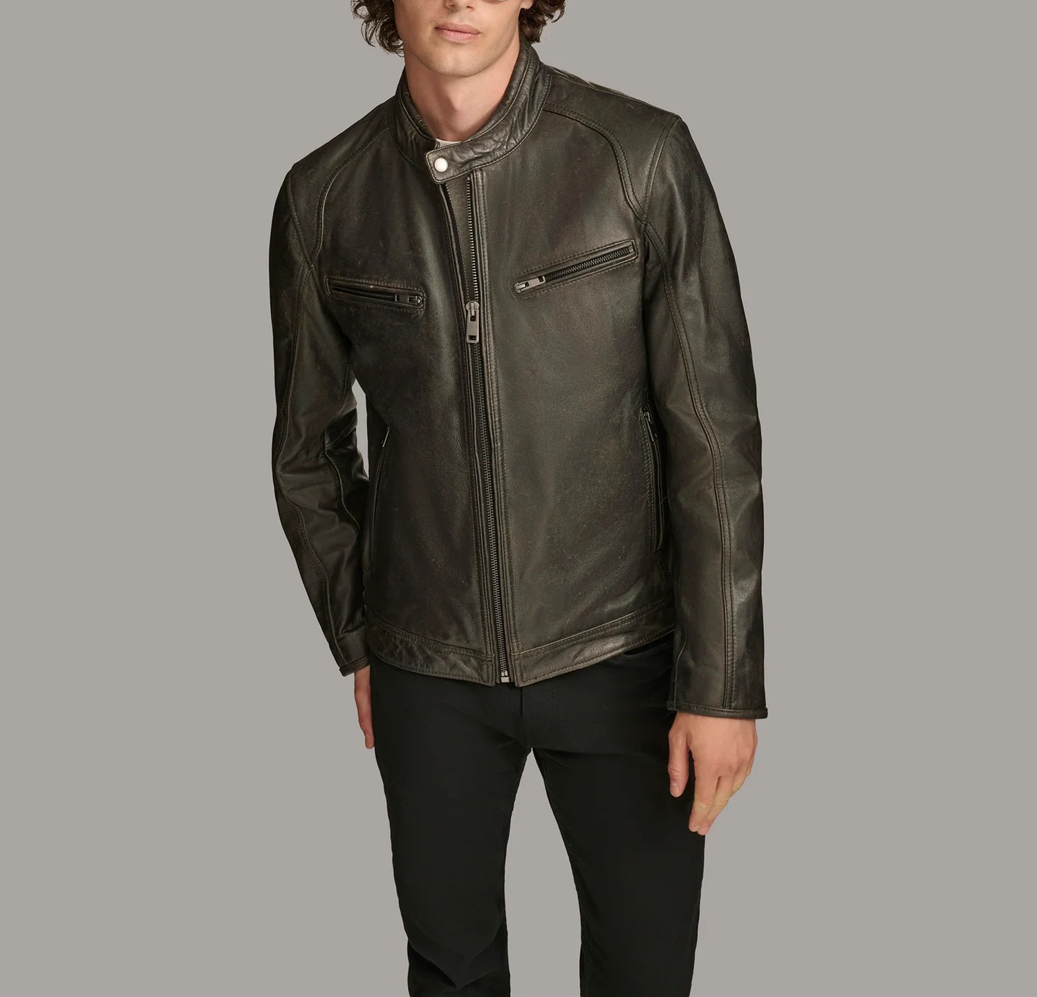 Classic Men’s Leather Racer Jacket