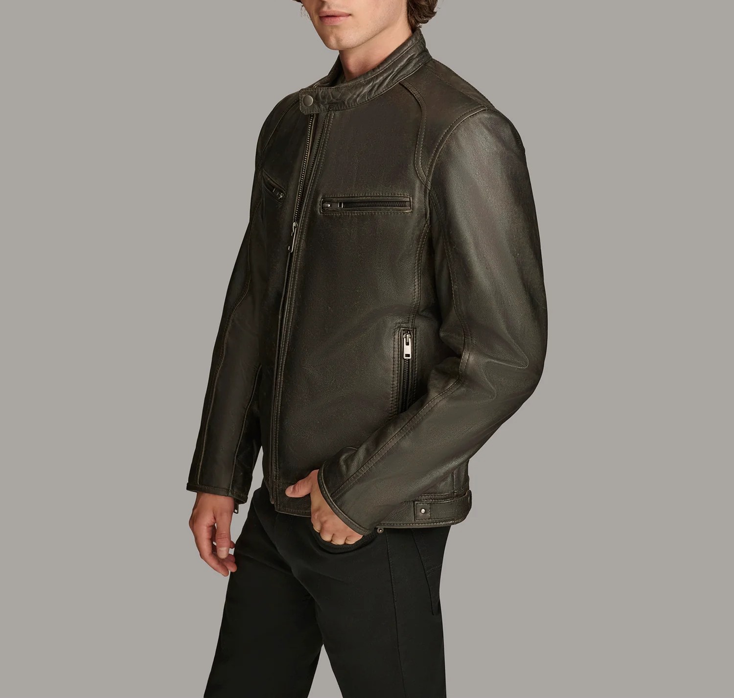 Classic Men’s Leather Racer Jacket