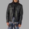 Men’s Black Collarless Moto Jacket