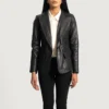 Selina Women’s Black Leather Blazer Jacket