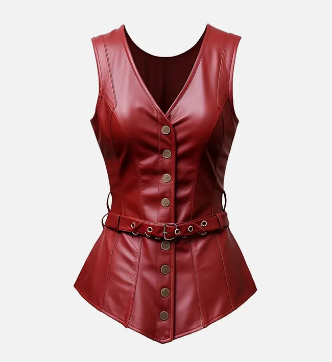 Women’s Burgundy Classic Leather Vest