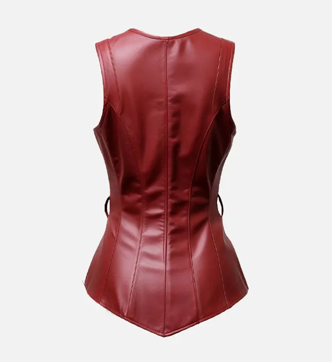 Women’s Burgundy Classic Leather Vest