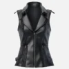 Women’s Chic Black Leather Vest