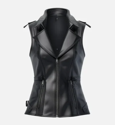 Women’s Chic Black Leather Vest