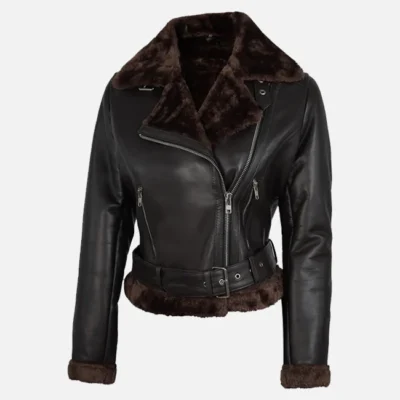 Women’s Classic Biker Shearling Leather Jacket