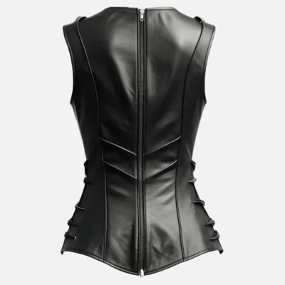 Women’s Luxe Black Leather Vest