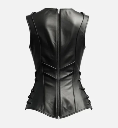 Women’s Luxe Black Leather Vest