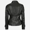 Women’s Luxe Black Motorcycle Leather Trucker Jacket
