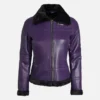 Women’s Luxe Purple Shearling Leather Flight Jacket