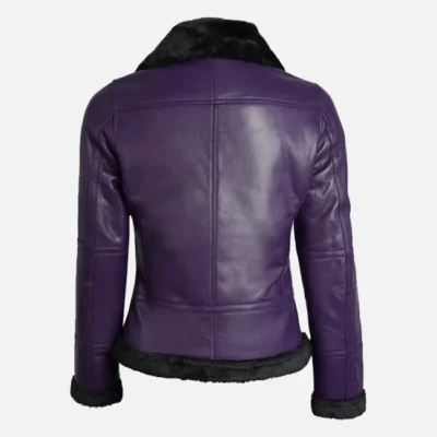 Women’s Luxe Purple Shearling Leather Flight Jacket