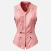 Women’s Pastel Pink Leather Vest