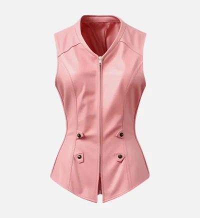 Women’s Pastel Pink Leather Vest