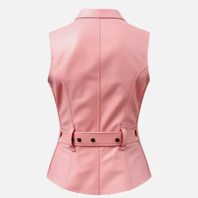 Women’s Pastel Pink Leather Vest