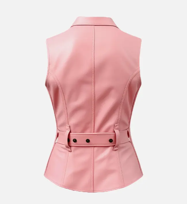 Women’s Pastel Pink Leather Vest