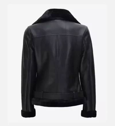 Women’s Premium Black Shearling Rider Leather Jacket