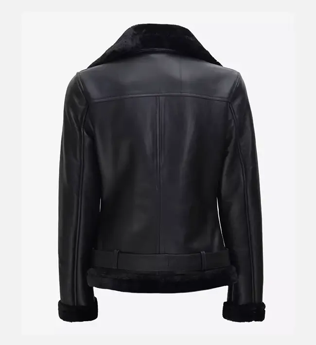 Women’s Premium Black Shearling Rider Leather Jacket