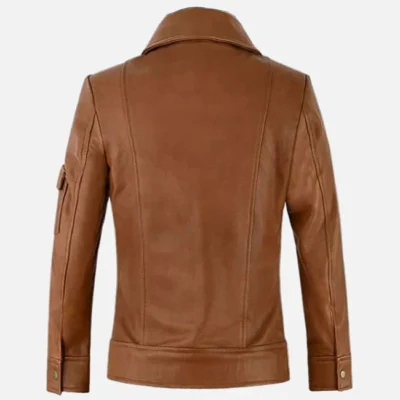 Women’s Premium Tan Leather Trucker Jacket
