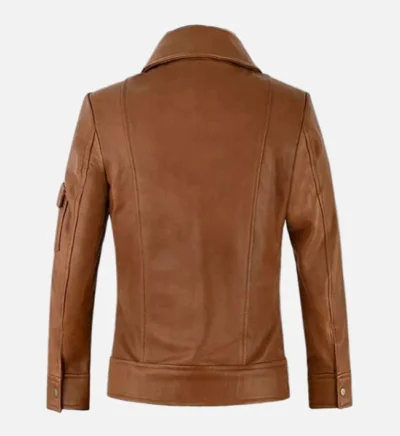 Women’s Premium Tan Leather Trucker Jacket