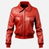 Women’s Red Bomber Leather Jacket
