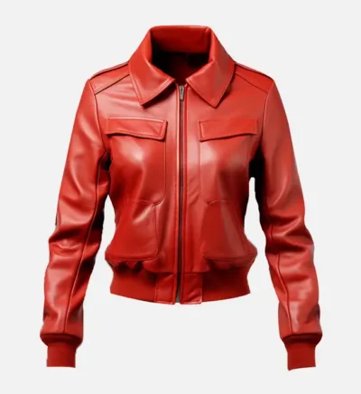 Women’s Red Bomber Leather Jacket