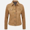 Women’s Soft Light Tan Suede Trucker Jacket