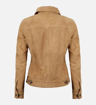 Women’s Soft Light Tan Suede Trucker Jacket