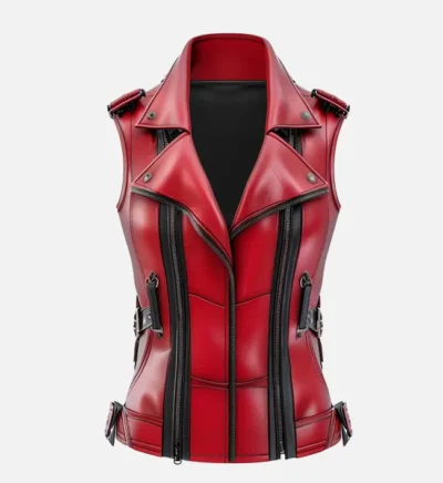 Women’s Sophie Bold Red Leather Vest