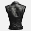 Women’s Studded Black Biker Leather Vest