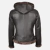 Women’s Vintage Hooded Shearling Leather Jacket