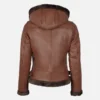 Women’s Vintage Hooded Shearling Leather Jacket