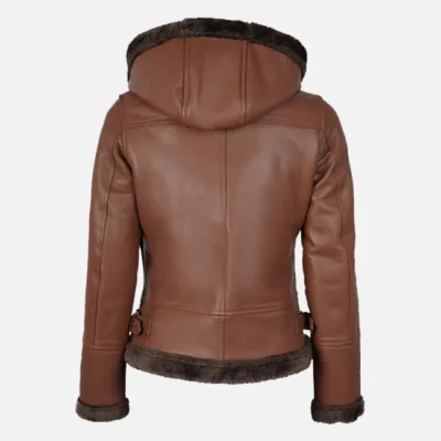 Women’s Vintage Hooded Shearling Leather Jacket