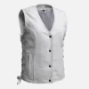 Women’s White Biker Style Leather Vest