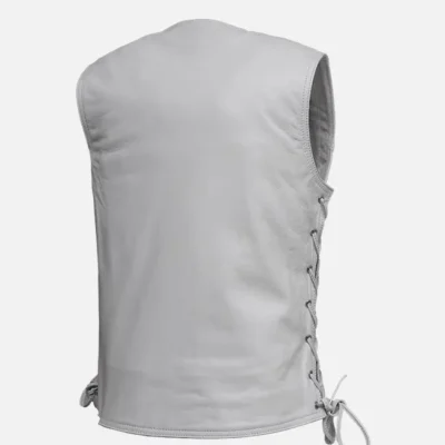 Women’s White Biker Style Leather Vest