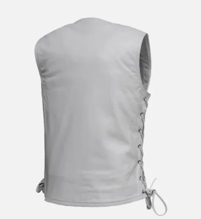 Women’s White Biker Style Leather Vest