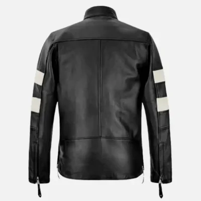Men’s Black and White Slim Fit Leather Jacket