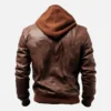 Men’s Ethan Brown Leather Jacket with Hood