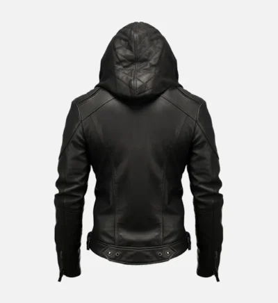 Men’s Premium Black Leather Hoodie Jacket