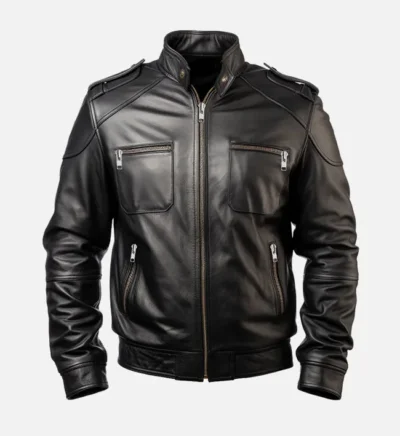 Men’s Black Leather Biker Jacket