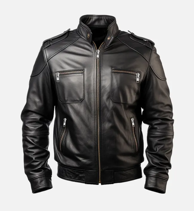 Men’s Black Leather Biker Jacket