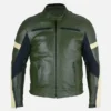Men’s Dark Green Leather Biker Jacket