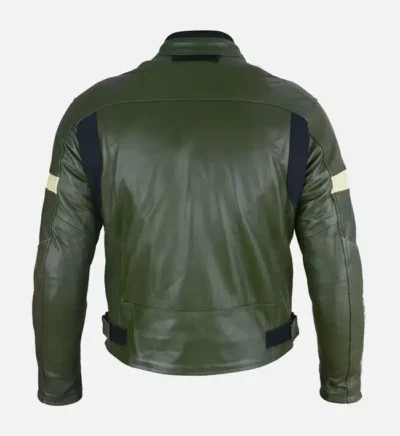 Men’s Dark Green Leather Biker Jacket