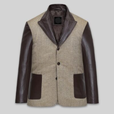 Men’s Tweed and Leather Blazer Jacket