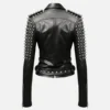 Women’s Black Studded Leather Biker Jacket