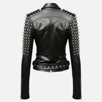 Women’s Black Studded Leather Biker Jacket