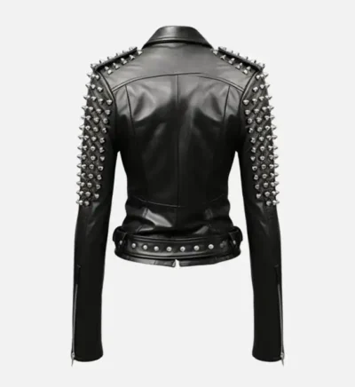 Women’s Black Studded Leather Biker Jacket