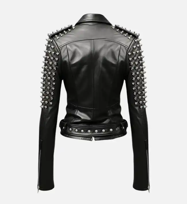 Women’s Black Studded Leather Biker Jacket