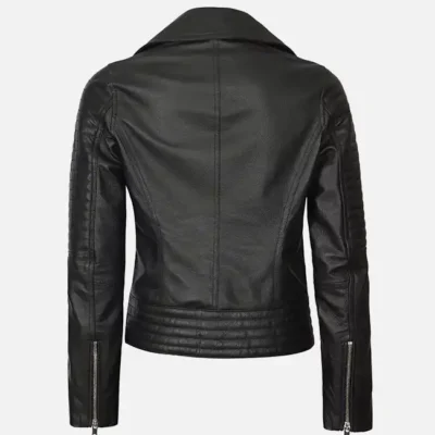 Women’s Black Asymmetric Leather Biker Jacket